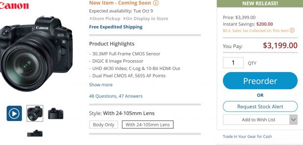 Hot, Price Mistake ? EOS R w/ RF 24-105 Lens for $3,199 at B&H ! ($200 Off !)